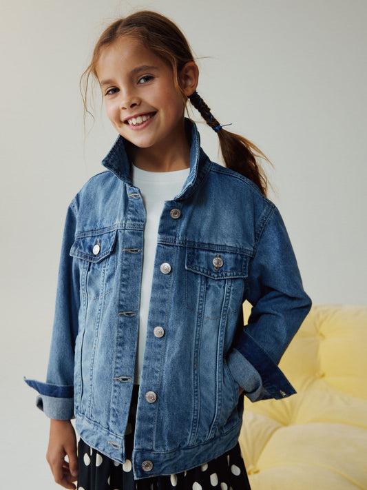 Mid Blue Denim Western Jacket (3-16yrs)