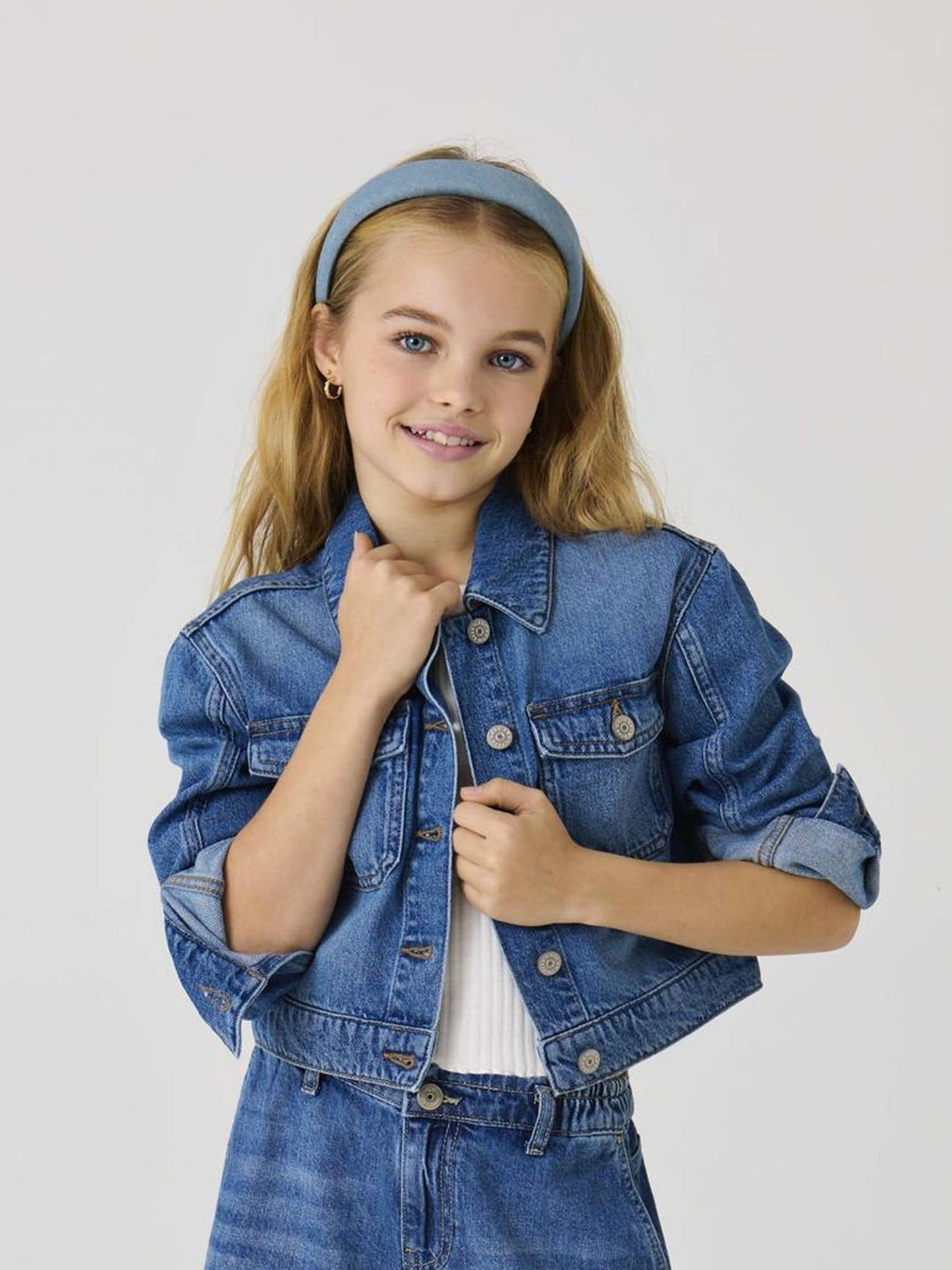 ONLY KIDS Blue Cropped Denim Jacket