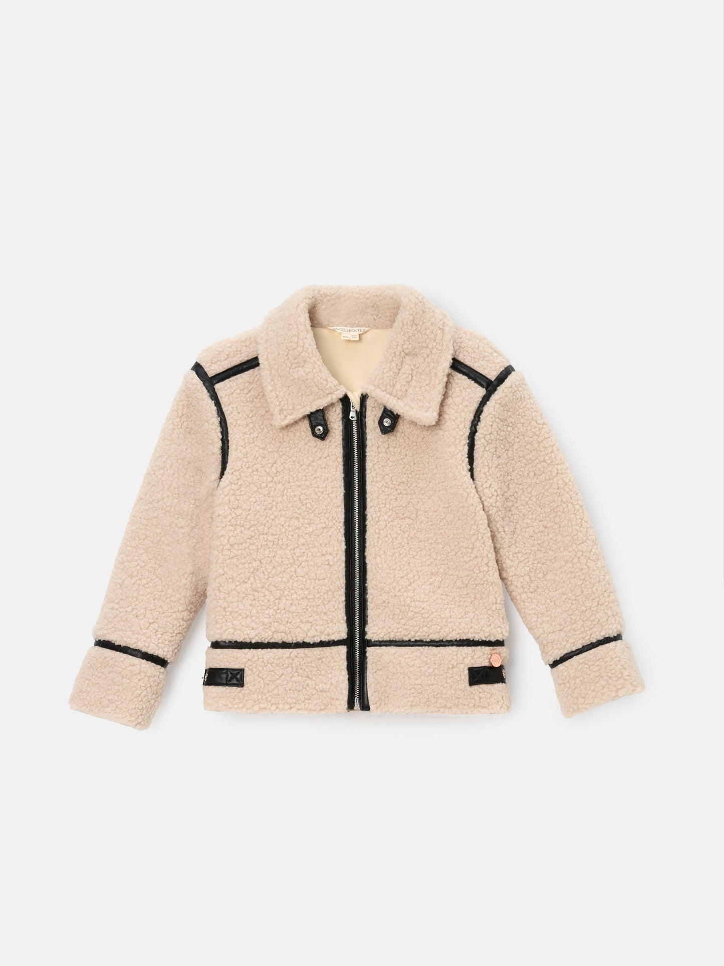 Angel & Rocket Cream Charlie Sherpa Leather Trim Jacket