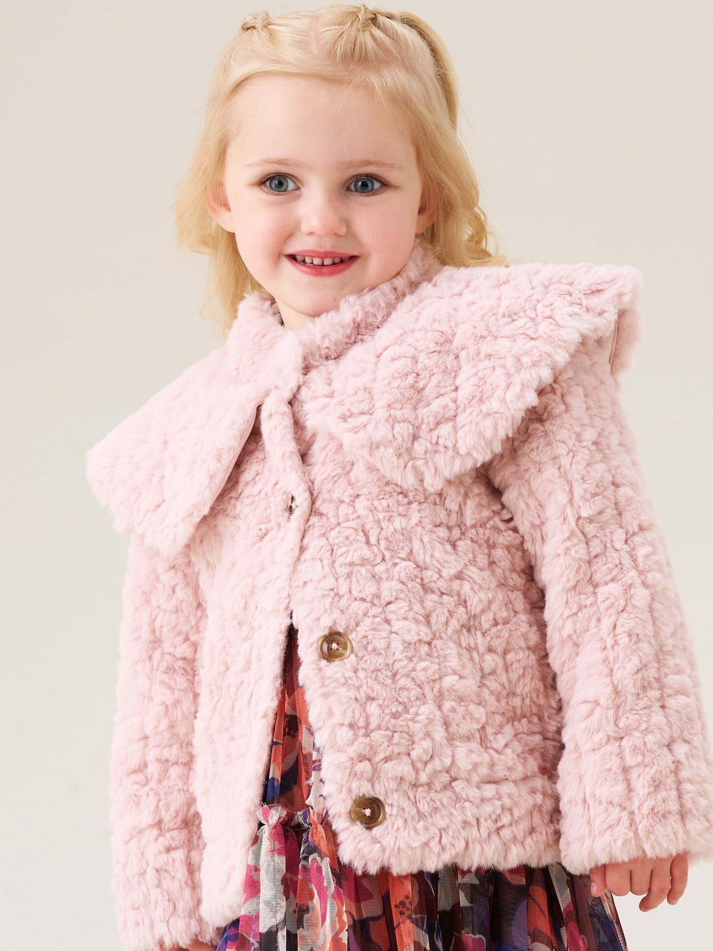 Angel & Rocket Pink Cecile Faux Fur Cape Collar Coat