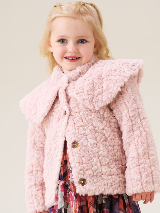 Angel & Rocket Pink Cecile Faux Fur Cape Collar Coat