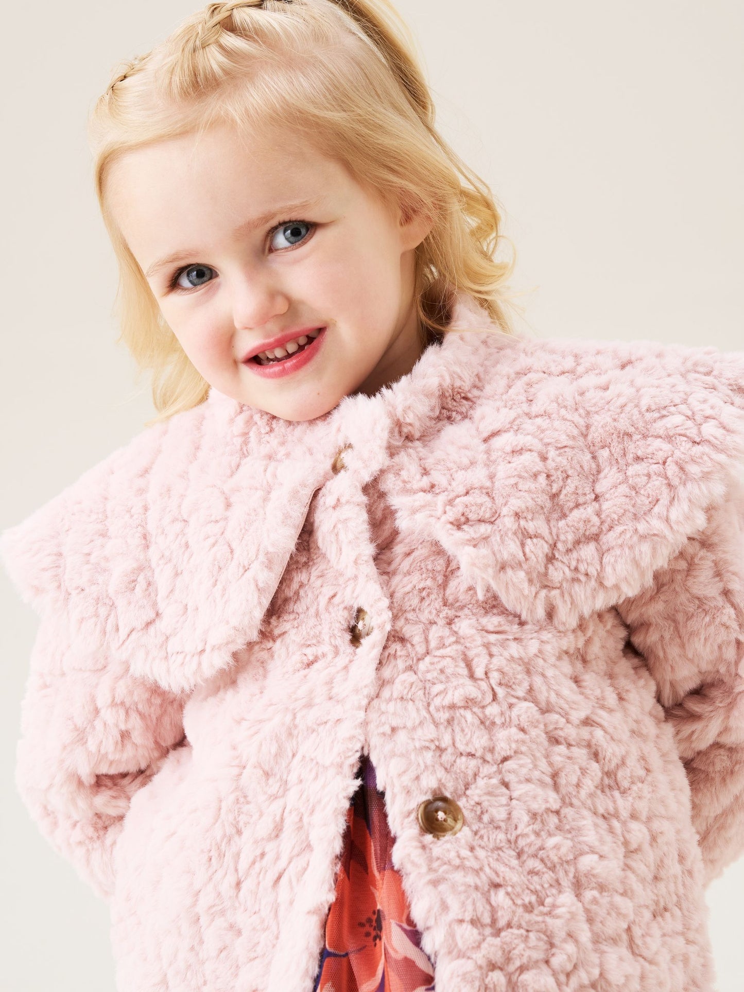 Angel & Rocket Pink Cecile Faux Fur Cape Collar Coat