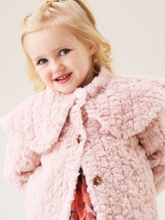 Angel & Rocket Pink Cecile Faux Fur Cape Collar Coat