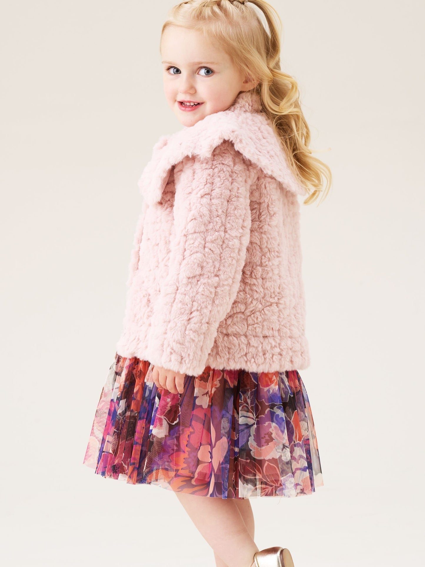 Angel & Rocket Pink Cecile Faux Fur Cape Collar Coat