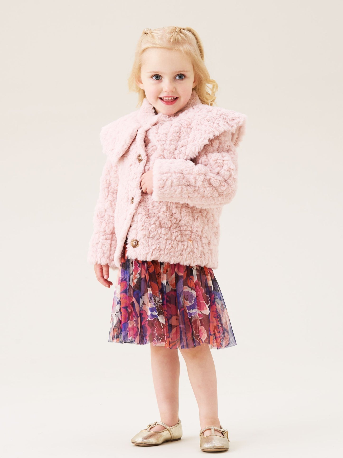 Angel & Rocket Pink Cecile Faux Fur Cape Collar Coat
