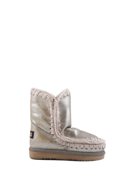 Mou Metallic Eskimo Sheepskin Lined Kids Leather Boots