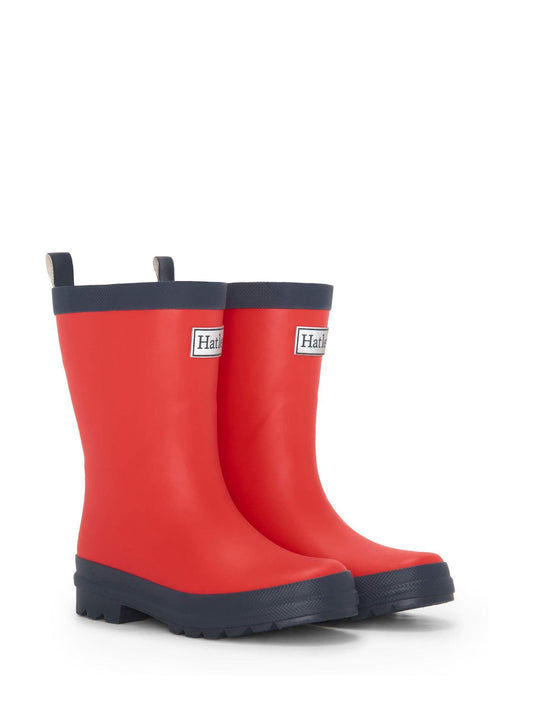 Hatley Red and Navy Matte Rain Wellies