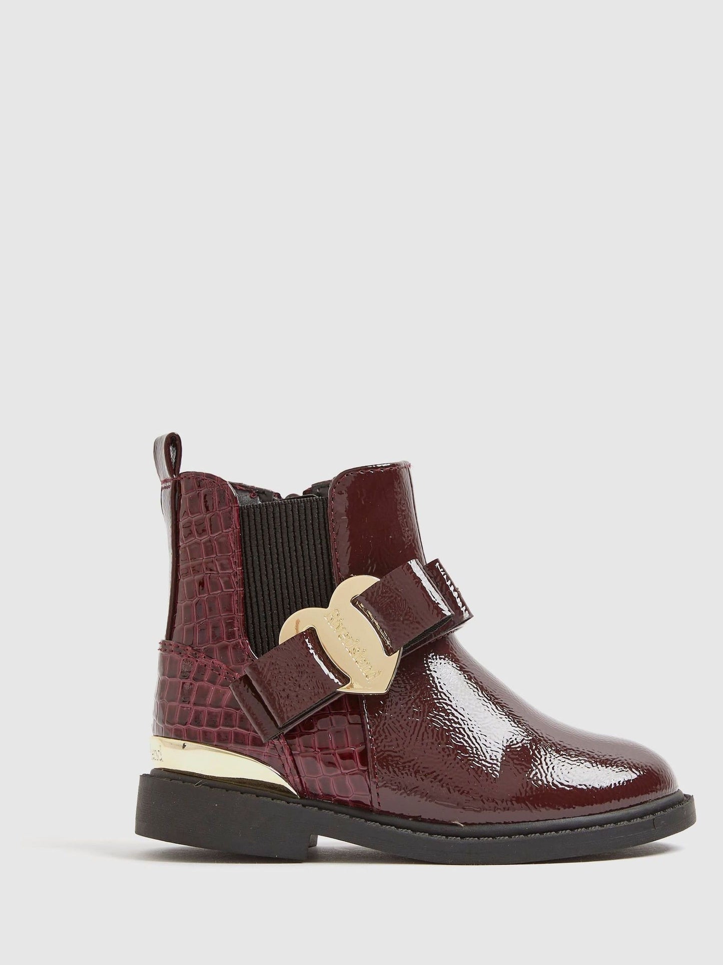 River Island Red Girls Patent Heart Bow Chelsea Boots
