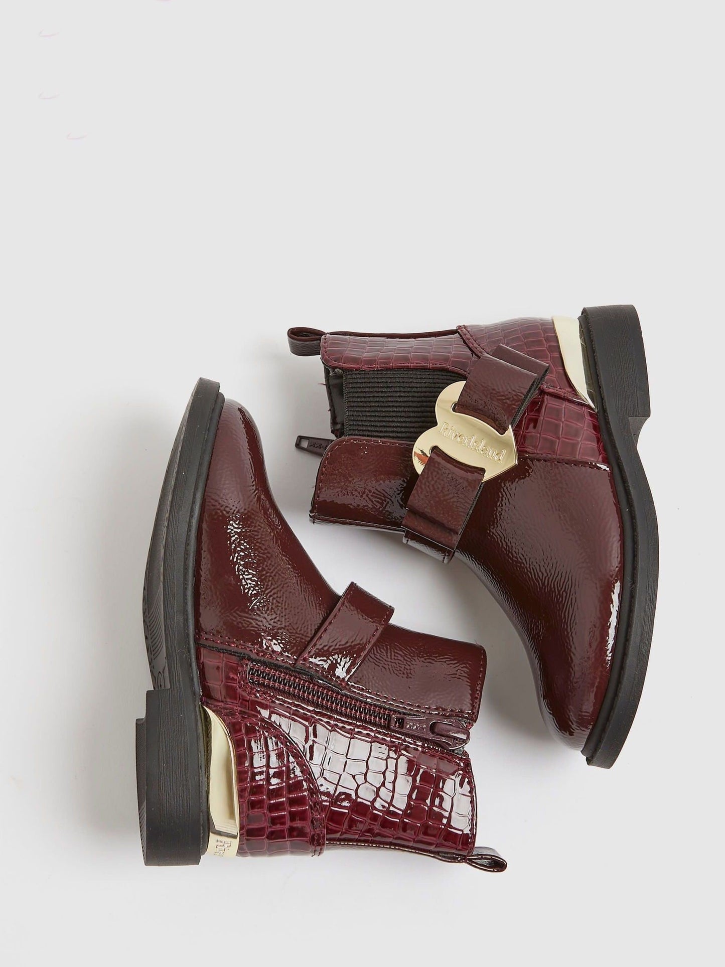 River Island Red Girls Patent Heart Bow Chelsea Boots