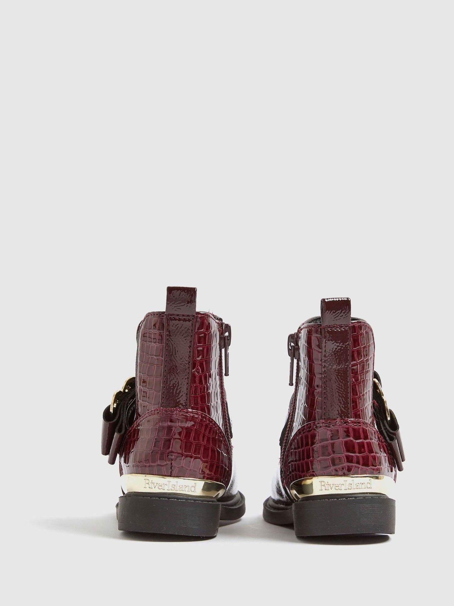 River Island Red Girls Patent Heart Bow Chelsea Boots