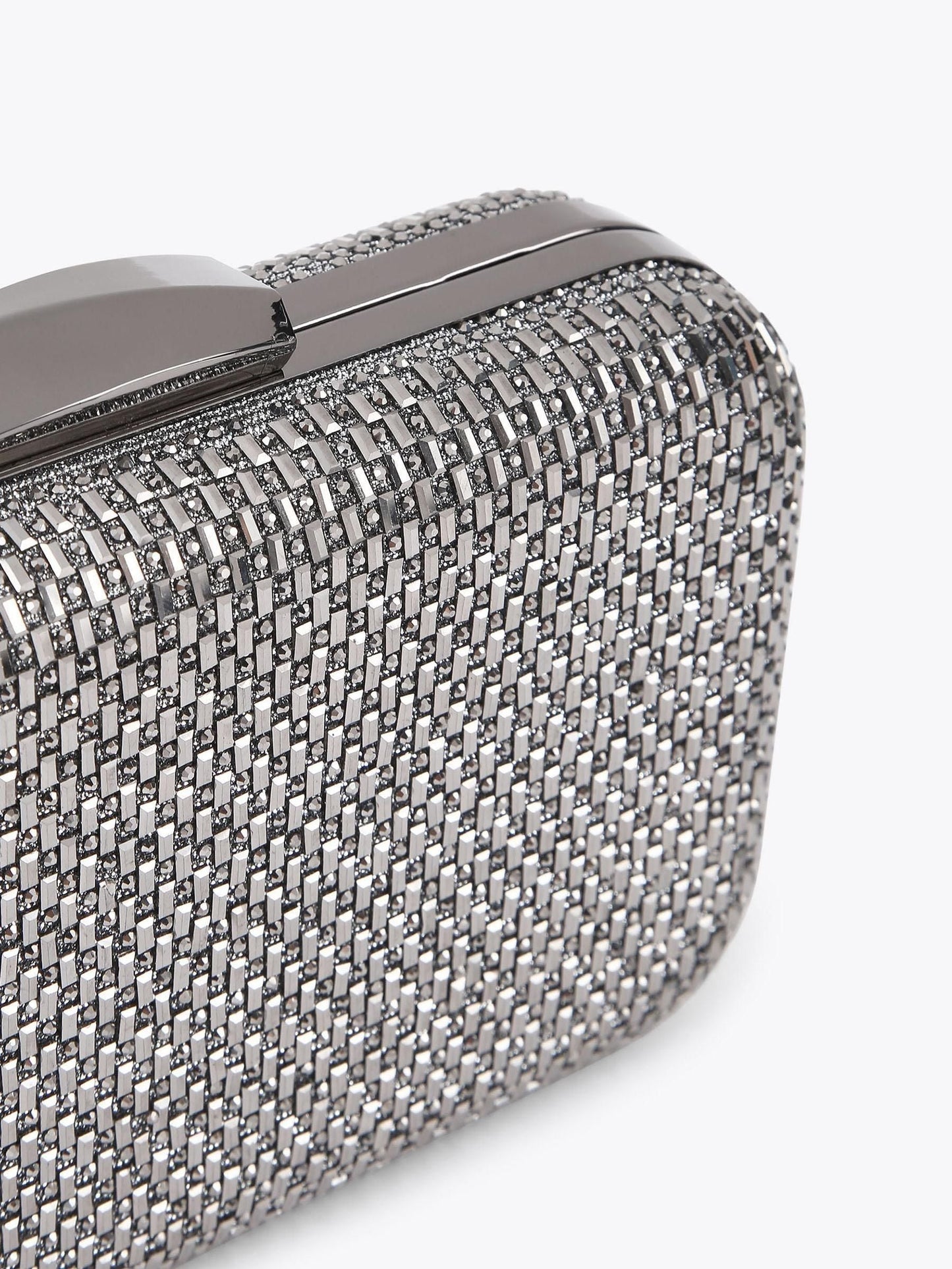 KG Kurt Geiger Koyu Gümüş Box Clutch Çanta