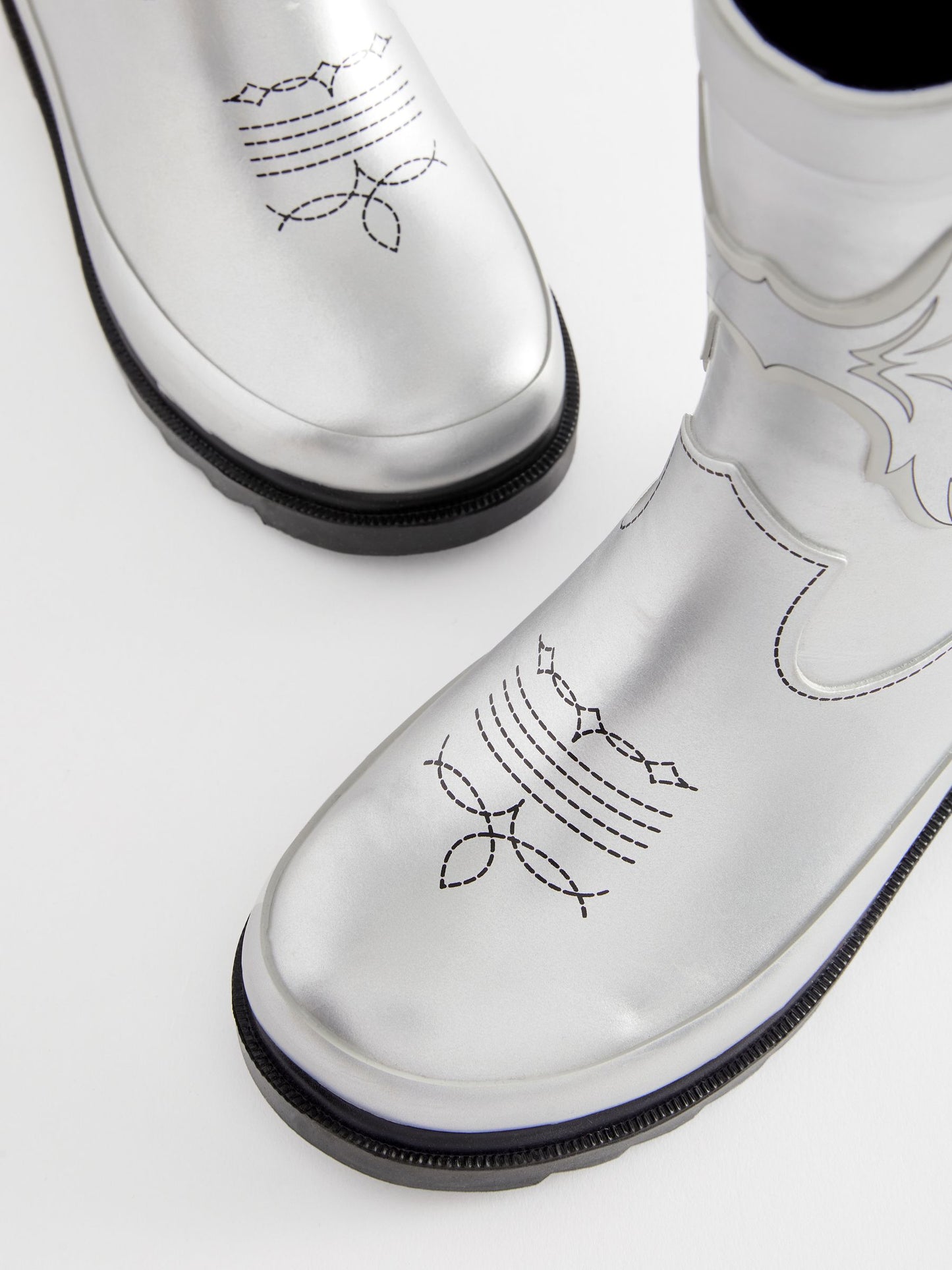 Gümüş Metalik Western Yağmur Çizmeleri