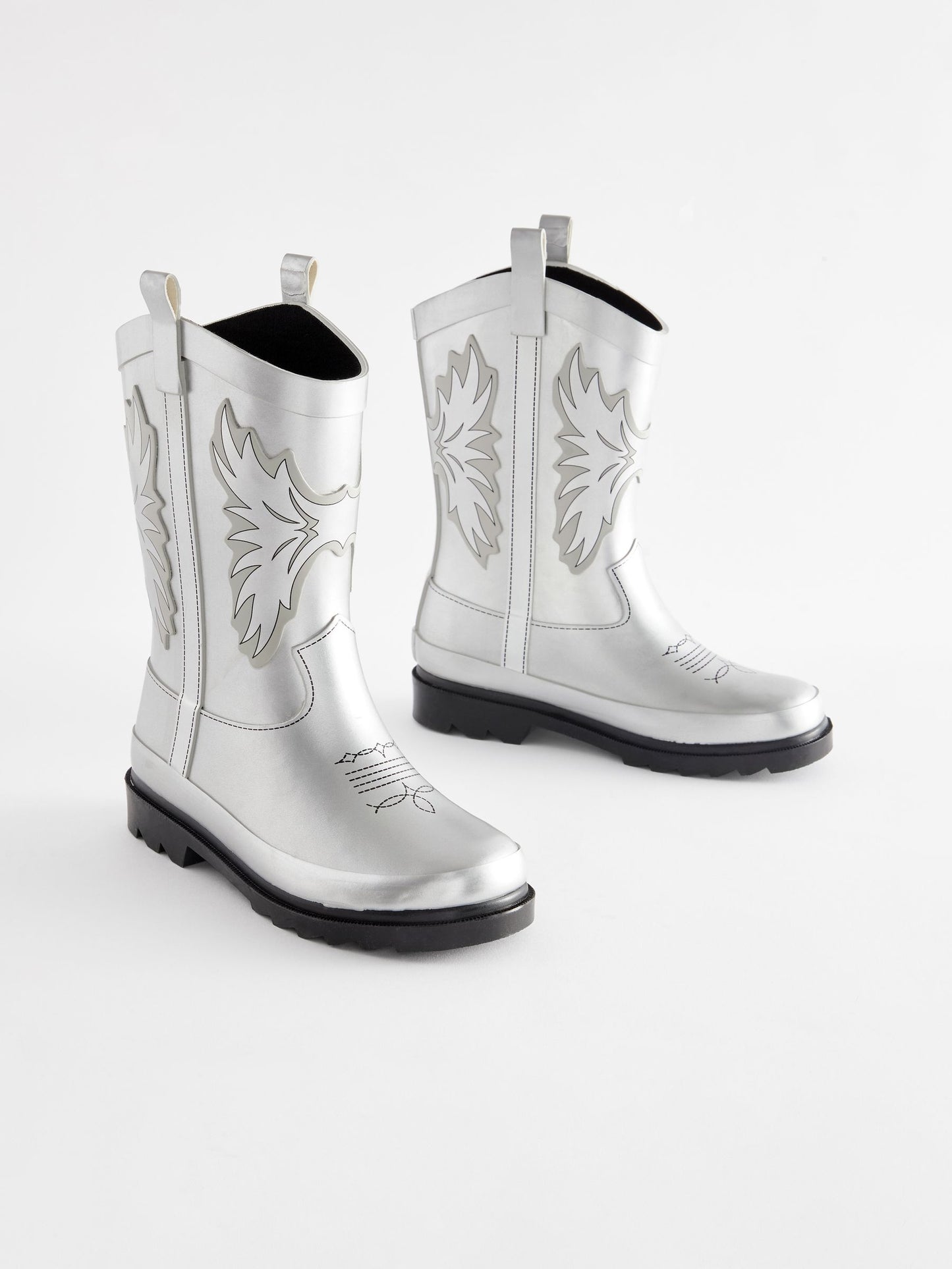 Gümüş Metalik Western Yağmur Çizmeleri