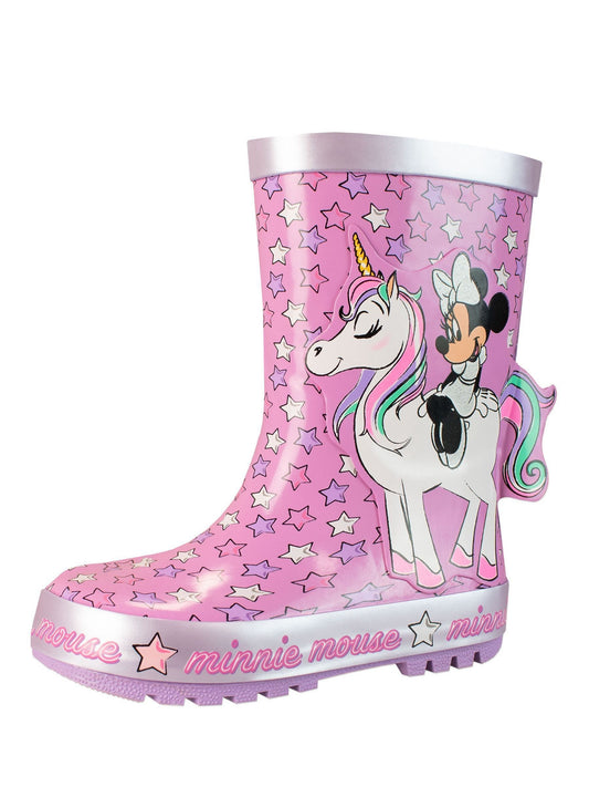 Character Pink Minnie Mouse Unicorn Print Wellies