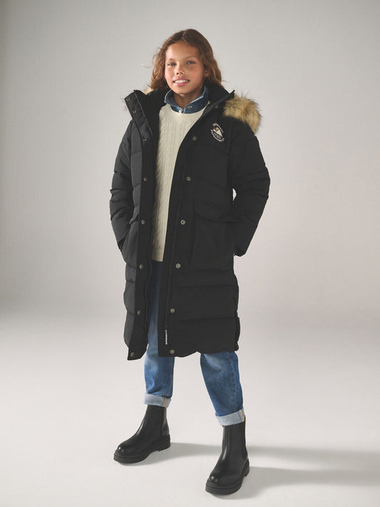 Superdry Black Everest Longline Puffer Coat