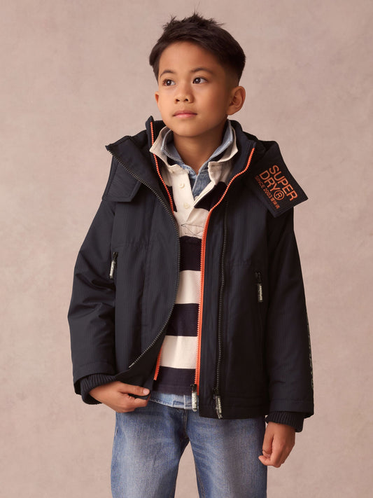 Superdry Black Fleece Lined Ripstop Coat