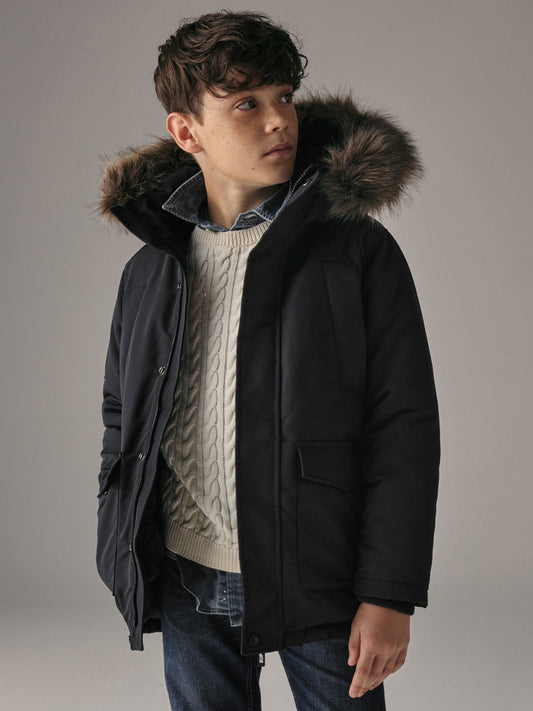 Superdry Black Everest Parka Coat