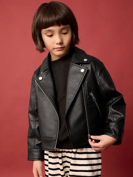 Black PU Biker Jacket (3-16yrs)