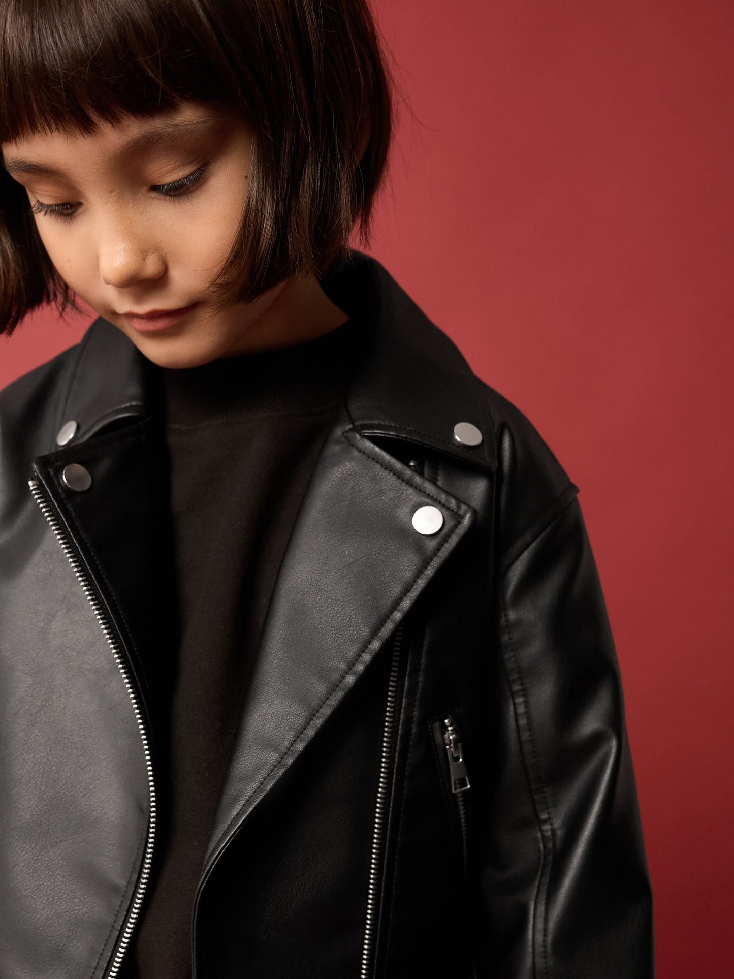 Black PU Biker Jacket (3-16yrs)