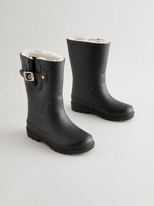 Siyah Sıcak Astarlı Tokalı Yağmur Çizmesi