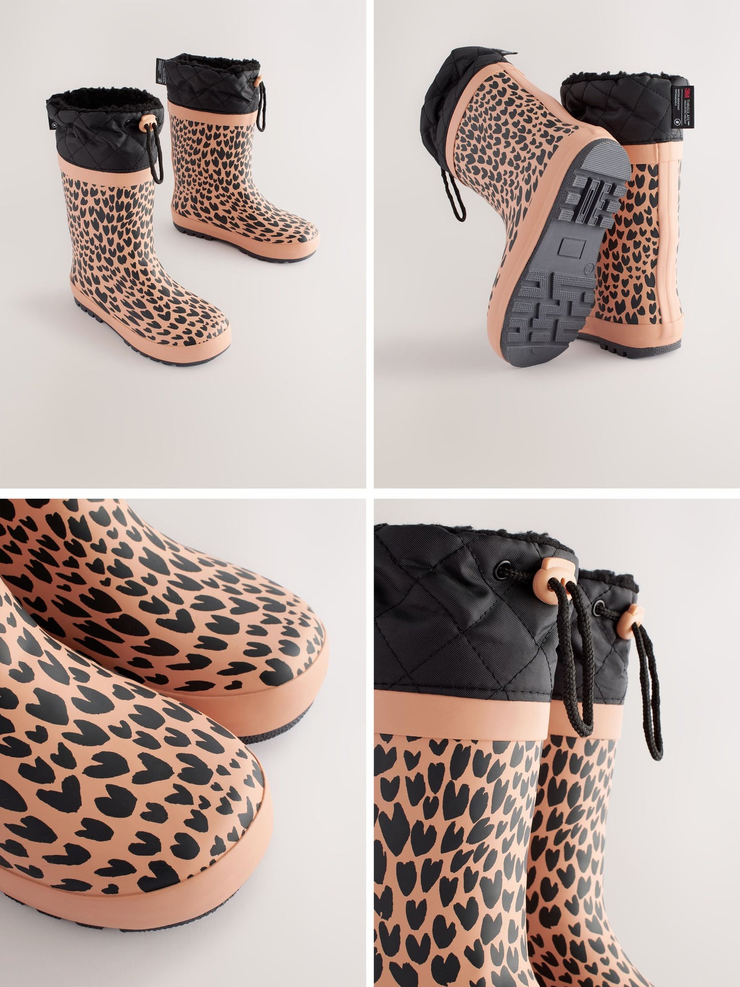 Kahverengi Hayvan Desenli Kıvrık Paçalı Yağmur Çizmesi