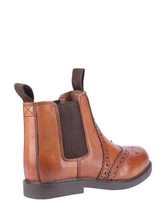 Cotswold Kids Tan Brown Nympsfield Brogue Pull On Chelsea Boots