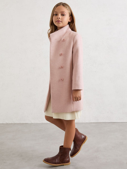 Reiss Pink Kia 13-14 yrs Wool-Blend Funnel-Neck Coat