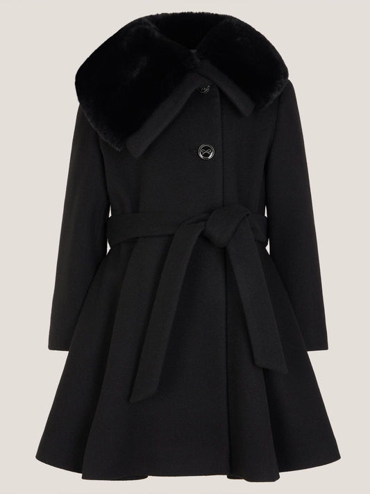Monsoon Black Faux Fur Collar Dress Coat