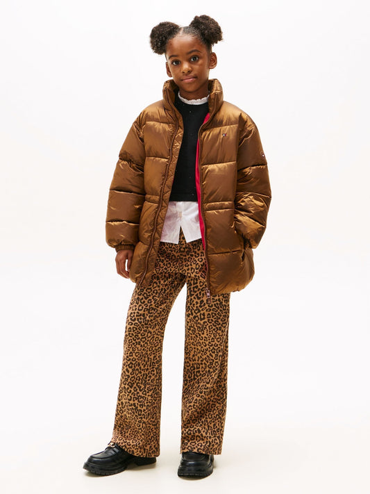 Tommy Hilfiger Brown Shiny Relaxed Puffer Jacket