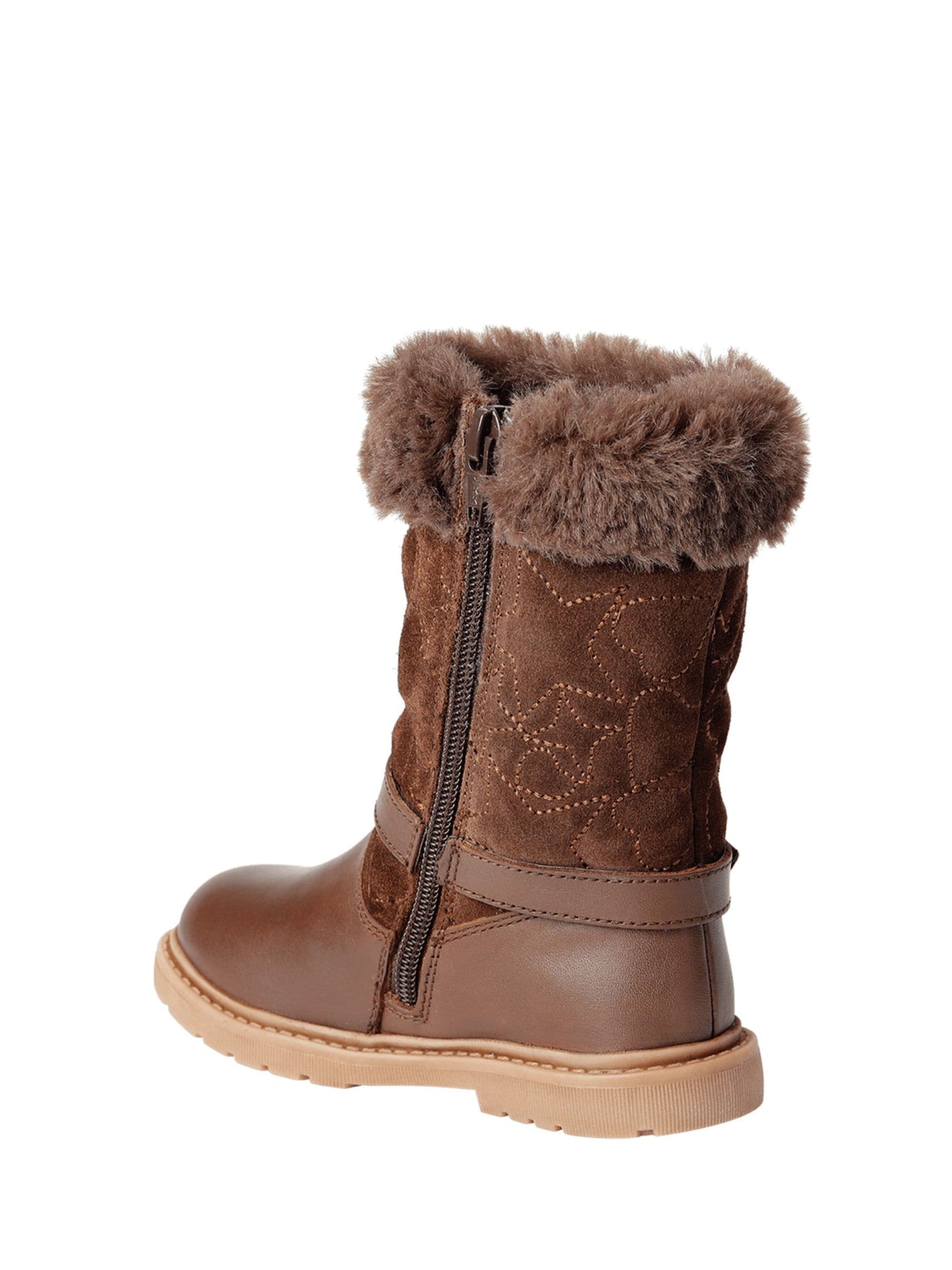 ToeZone Girls Sara Fur Warm Winter Brown Boots