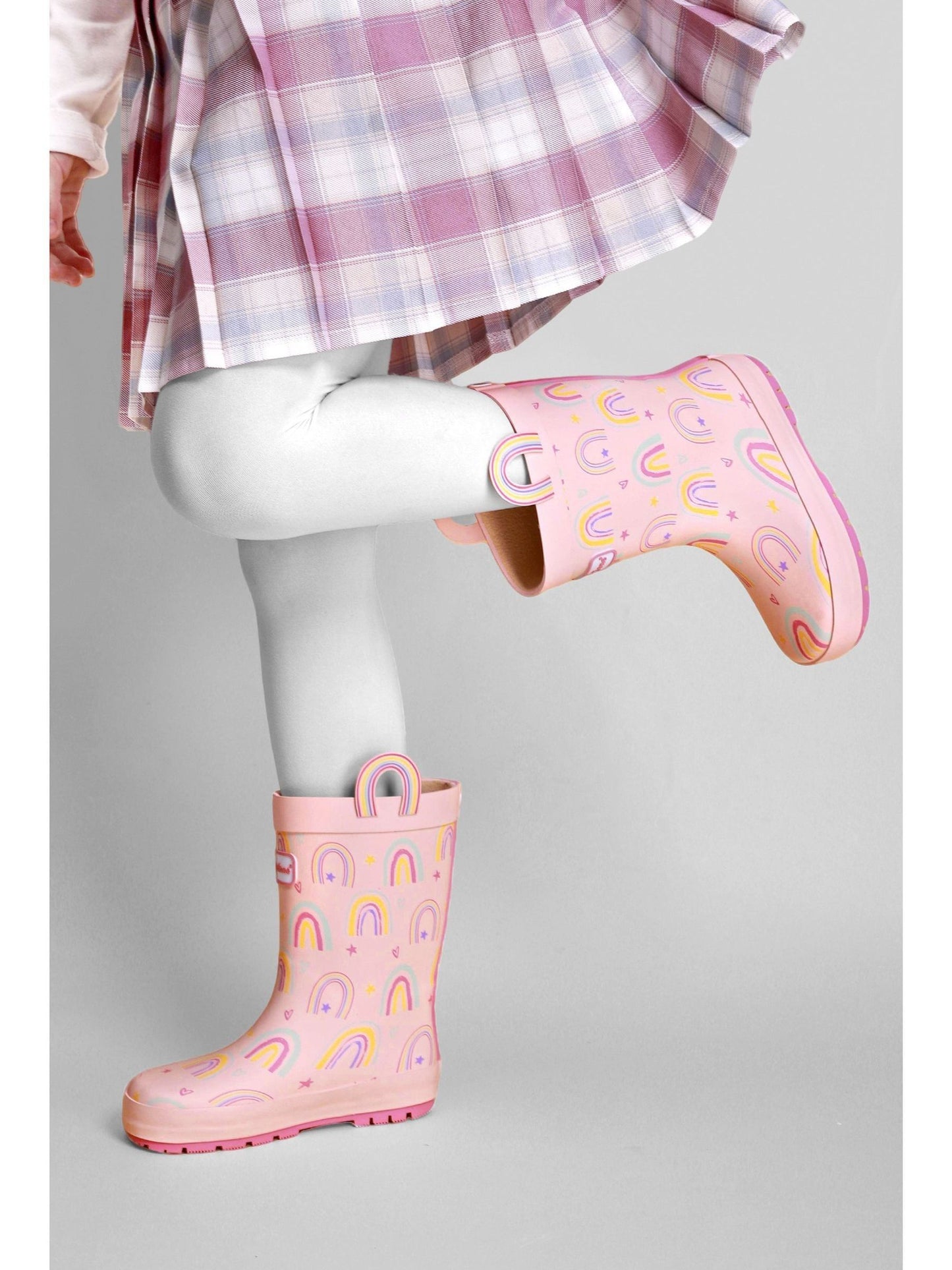 ToeZone Girls Pink Rainbow Waterproof Wellies