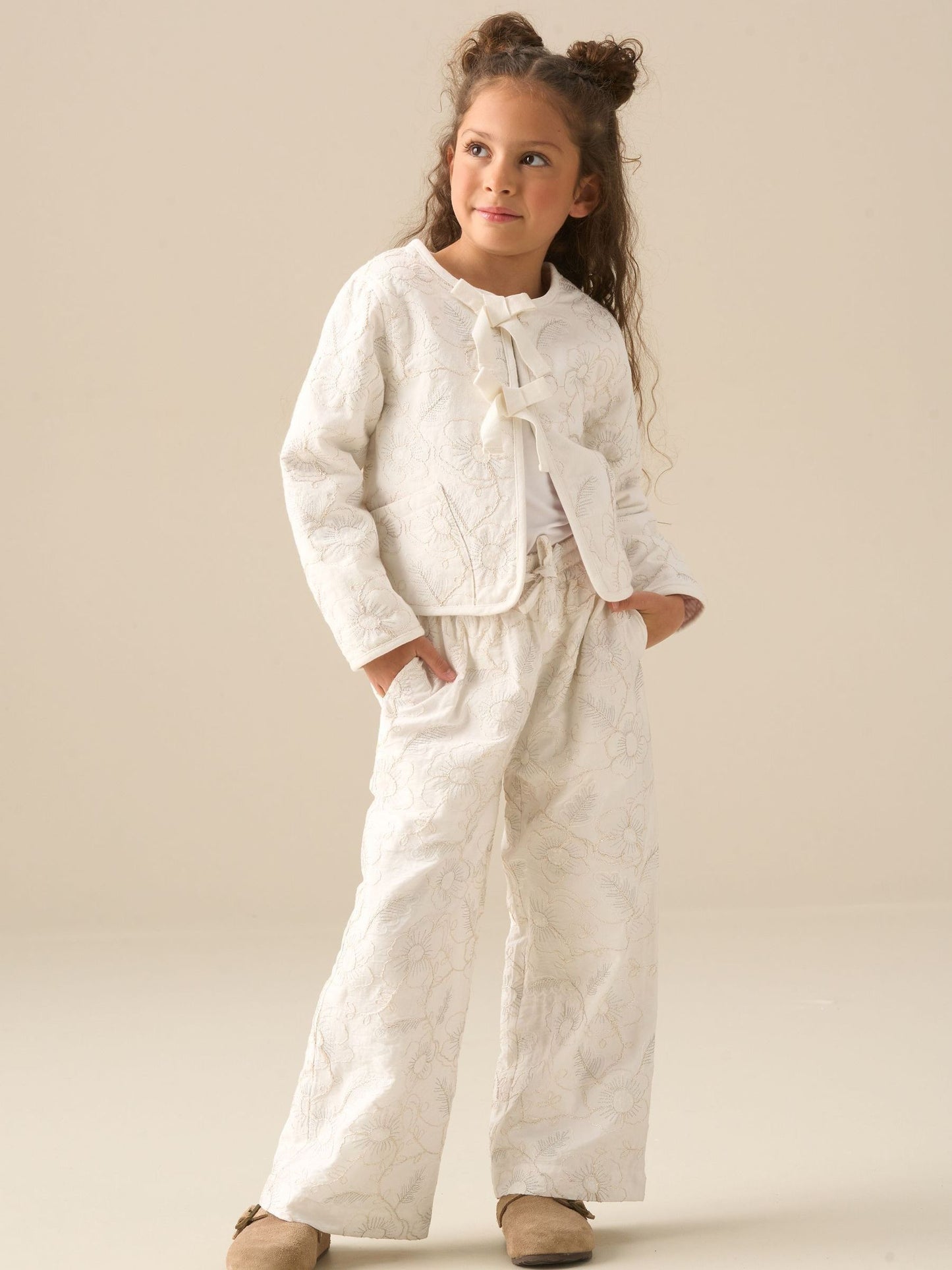 Angel & Rocket White Aurora Embroidered Tie Front Jacket