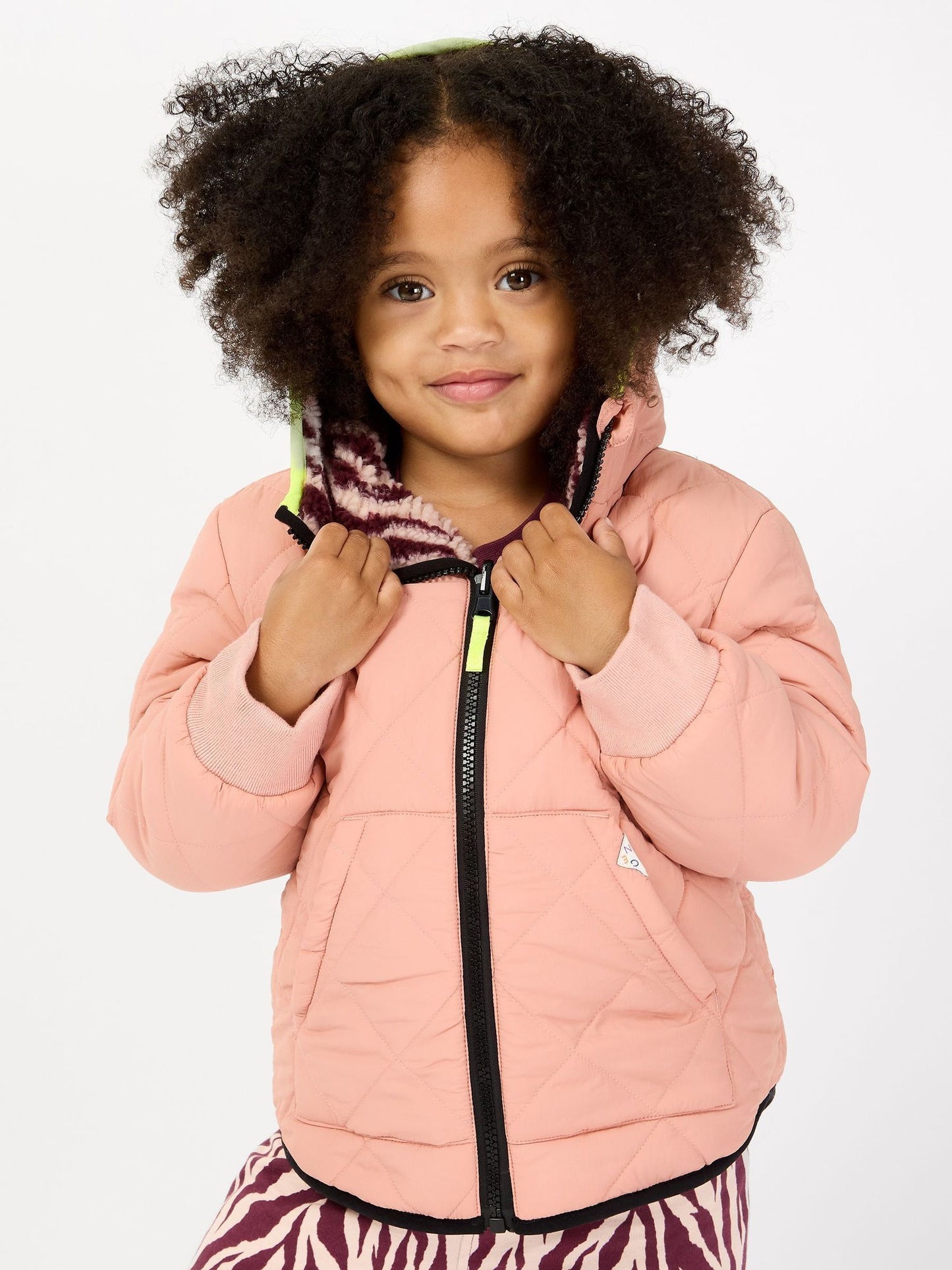 GEN Pink Borg Lined Quilted Jacket