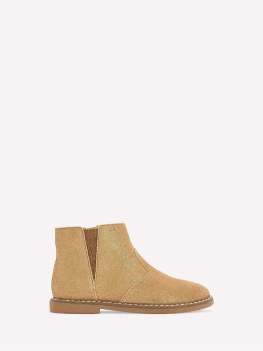 Boden Gold Suede Ankle Boots