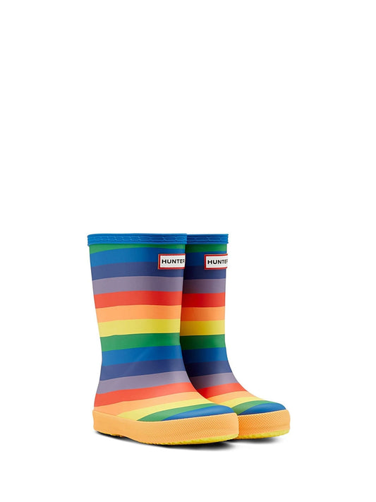 Hunter Yellow Original First Classic Rainbow Print Wellington Boots