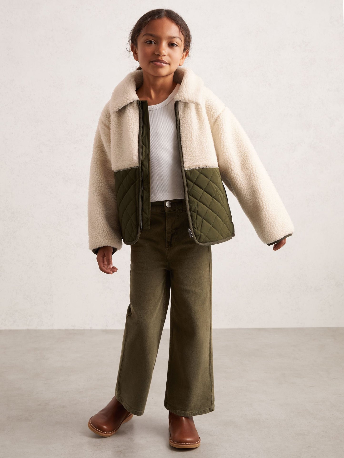 Reiss Ecru Jeanie 3-9 yrs Quilted Borg Jacket