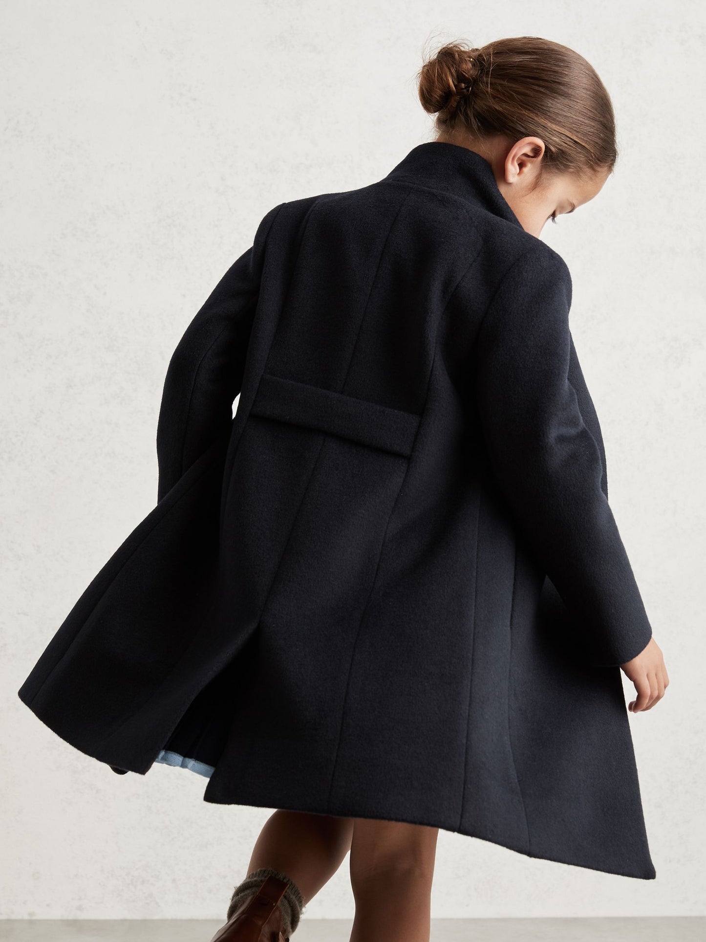 Reiss Navy Kia 9-13 yrs Wool-Blend Funnel-Neck Coat