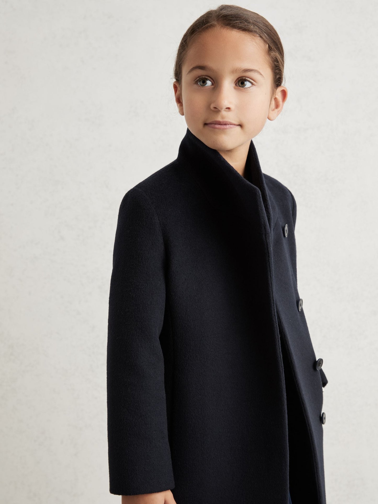 Reiss Navy Kia 9-13 yrs Wool-Blend Funnel-Neck Coat