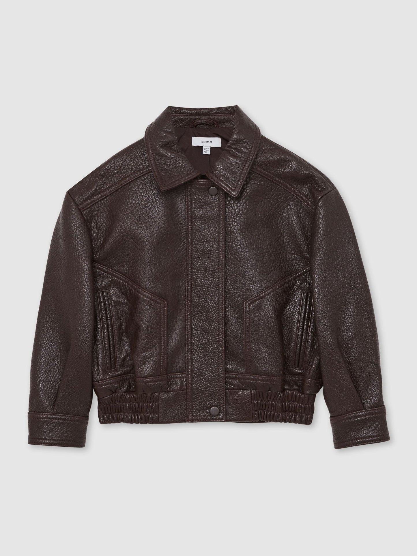 Reiss Burgundy Kiara 3-9 yrs Oversize Leather Bomber Jacket