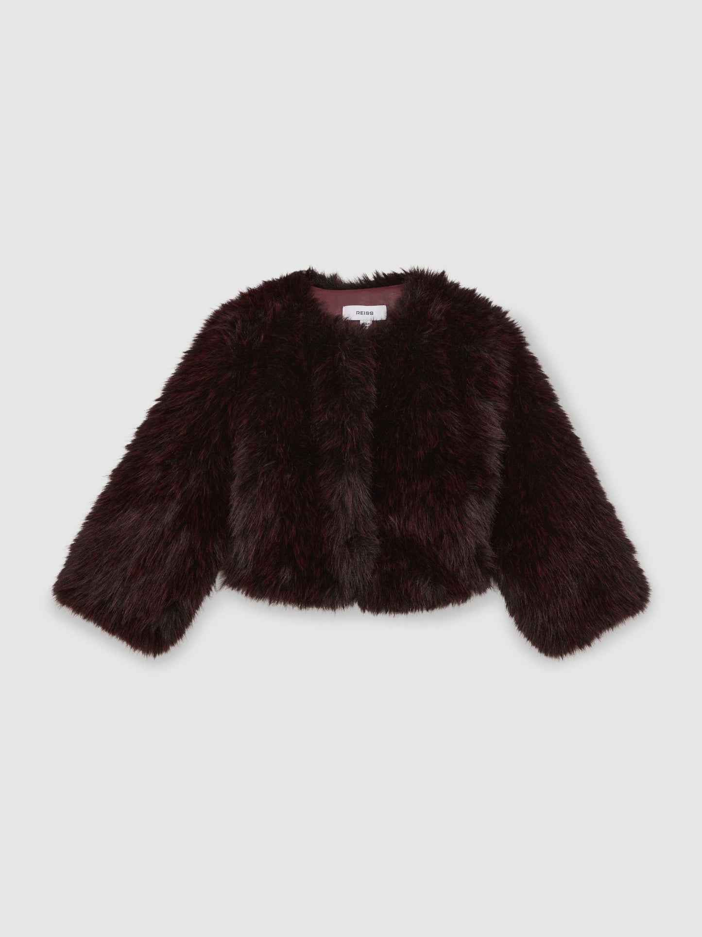 Reiss Burgundy Marco 13-14 yrs Faux-Fur Coat