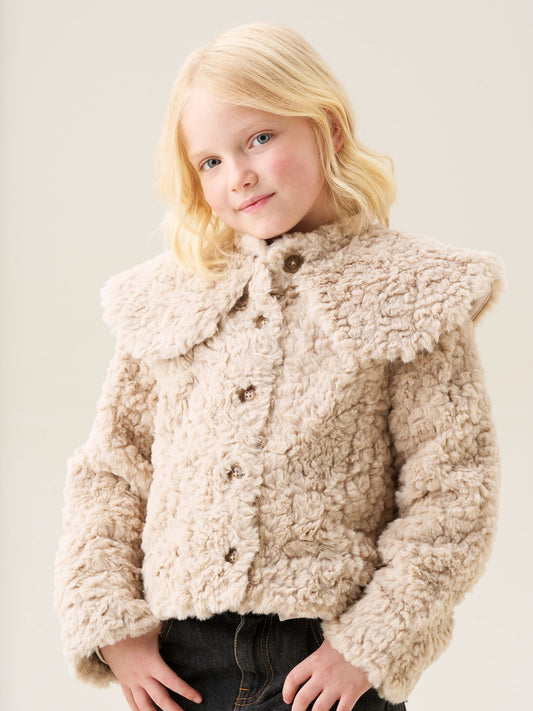 Angel & Rocket Natural Cecile Cape Collar Faux Fur Coat