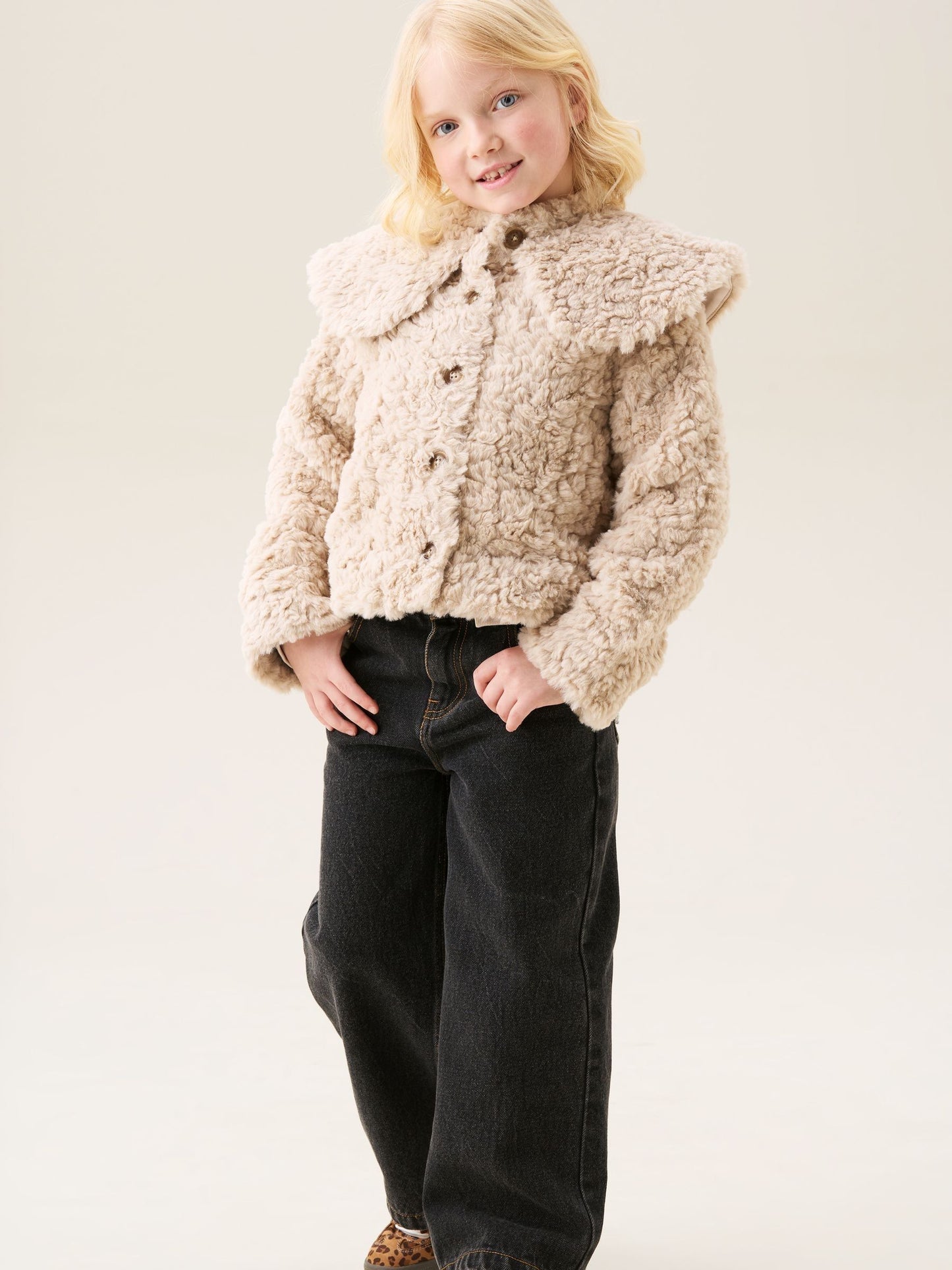 Angel & Rocket Natural Cecile Cape Collar Faux Fur Coat