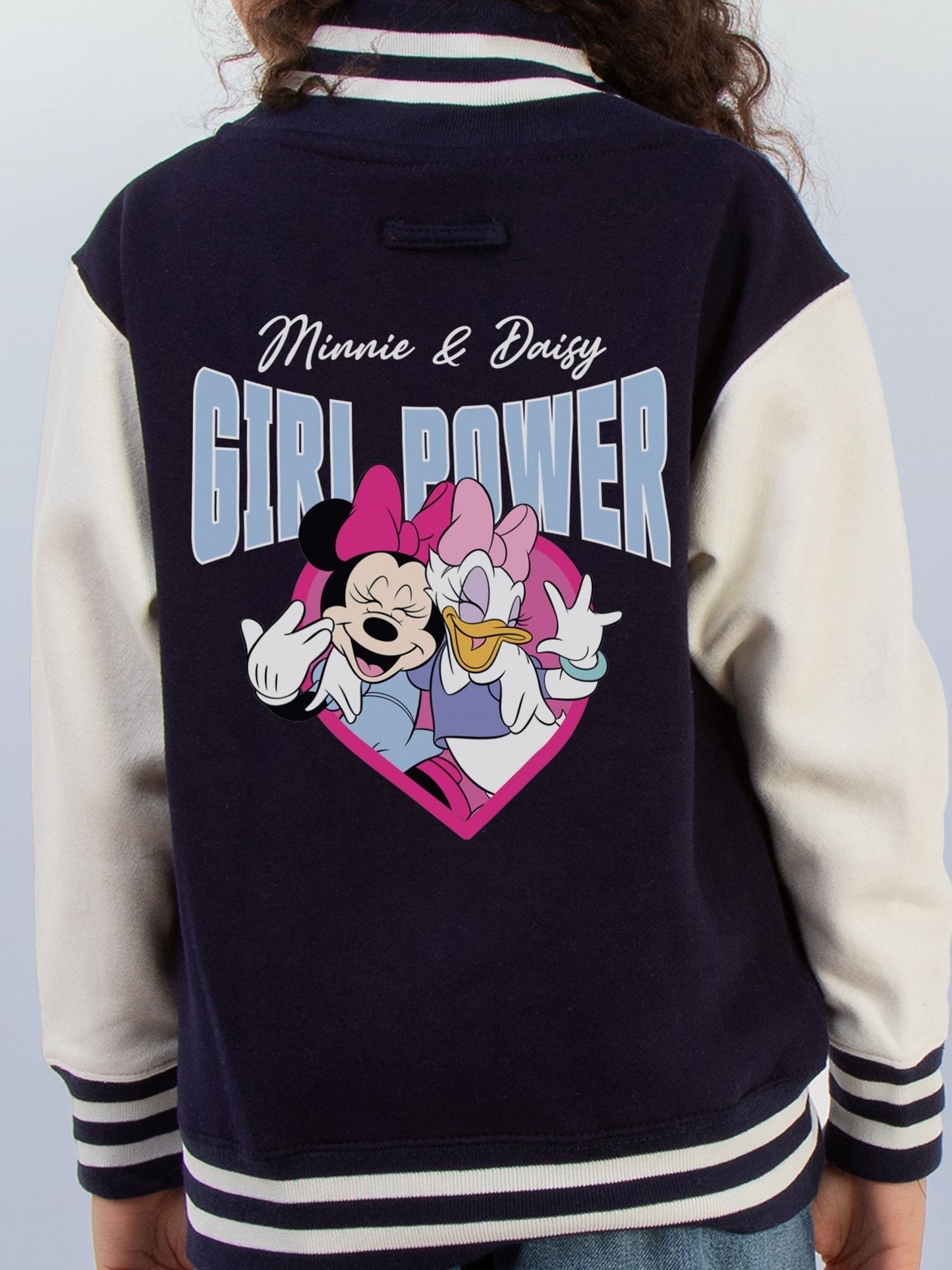 Brands In Blue Girl Power Minnie Mouse Print Varsity Jacket