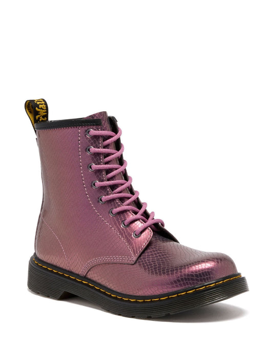 Dr. Martens Pink 1460 Y Copper Reptile Emboss Shoes