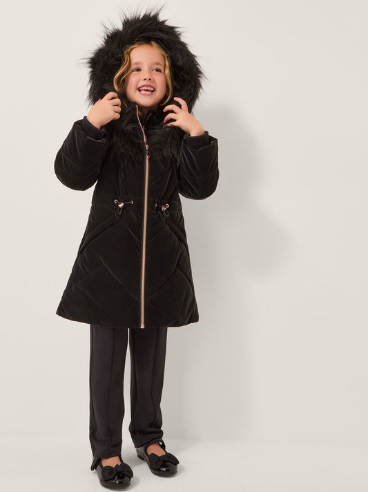 Monsoon Black Faux Fur Hood Padded Coat