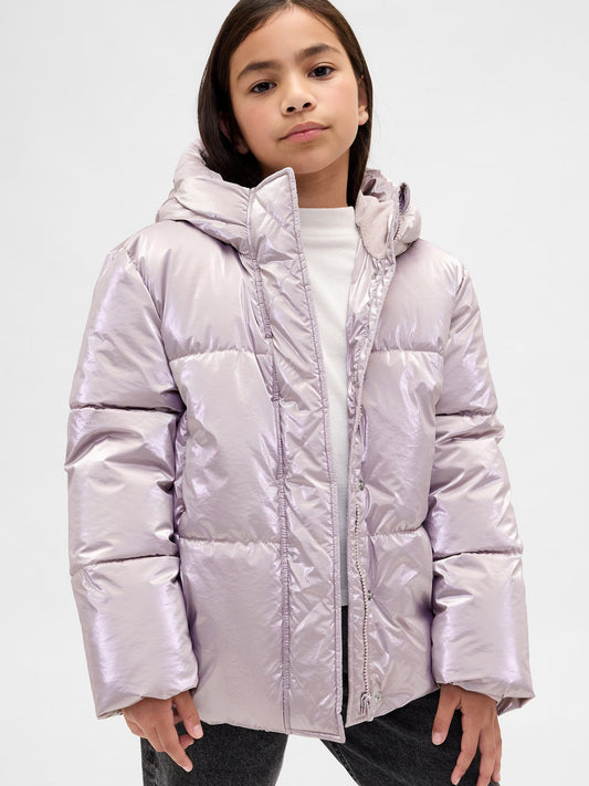 Gap Pink Shower Resistant Sherpa-Lined Puffer Jacket (4-13yrs)