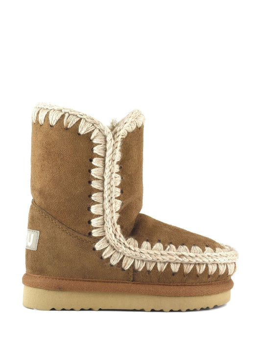 Mou Cognac Eskimo Sheepskin Lined Kids Suede Boots