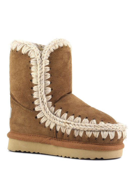Mou Cognac Eskimo Sheepskin Lined Kids Suede Boots