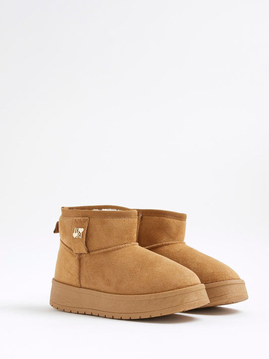 River Island Brown Girls Fur Lined Boots