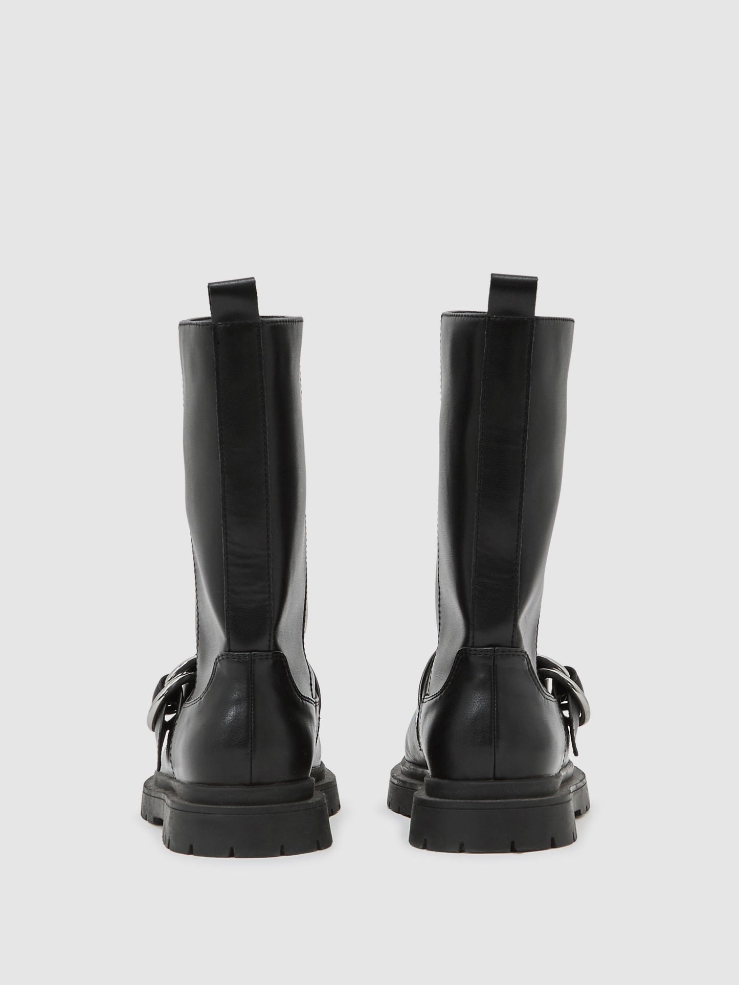 Reiss Black Blake Leather Biker Boots